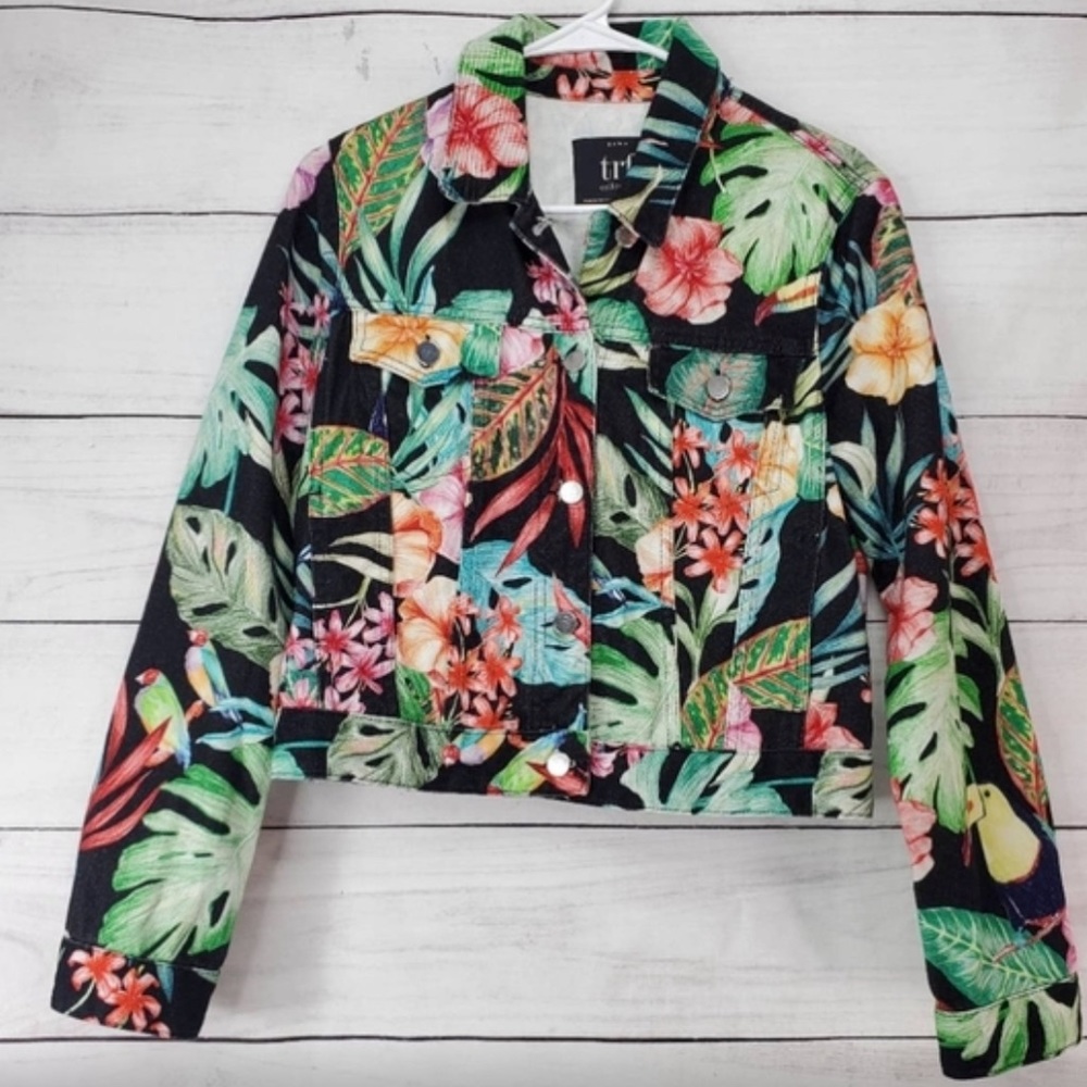 ZARA Tropical Denim Jacket..NWOT..Size L
